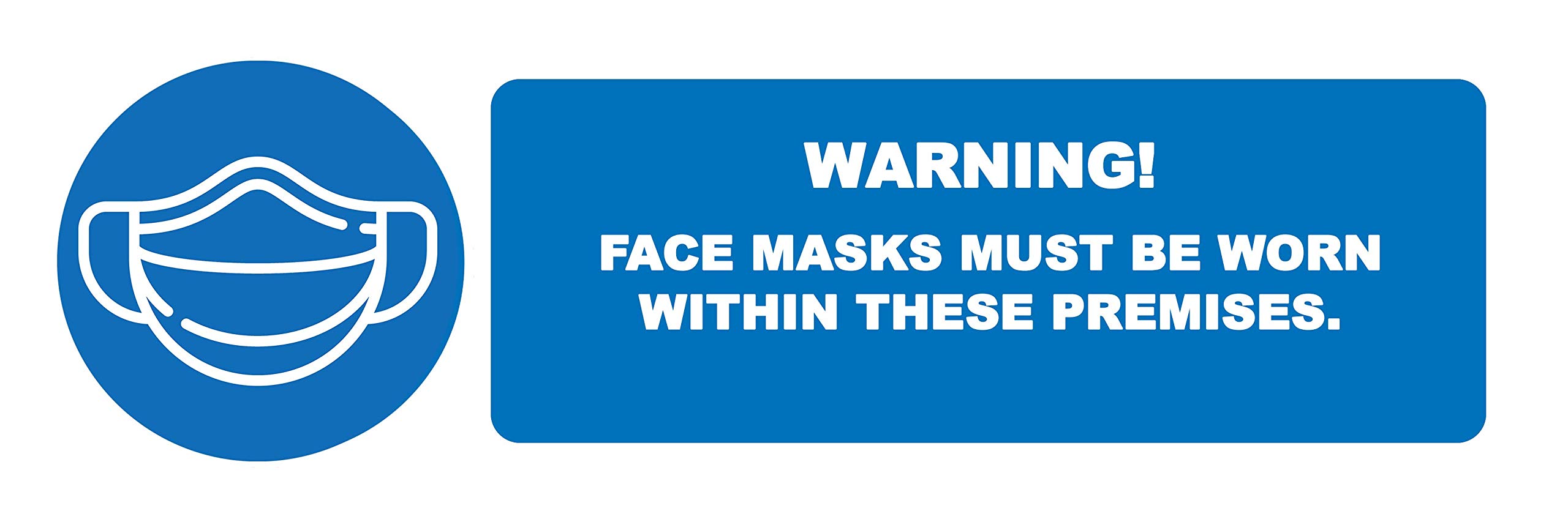 4 x face covering must be worn within premises - social distancing vertical safety sign self adhesive vinyl weather proof label sticker - 225mm x 106mm - (M05)