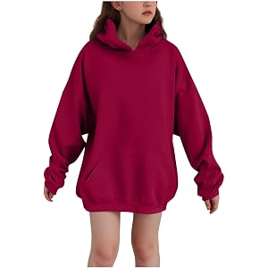 Zzalalana Girls Oversized Hoodie Sweatshirt Long Sleeve Solid Pullover Tops with Pocket