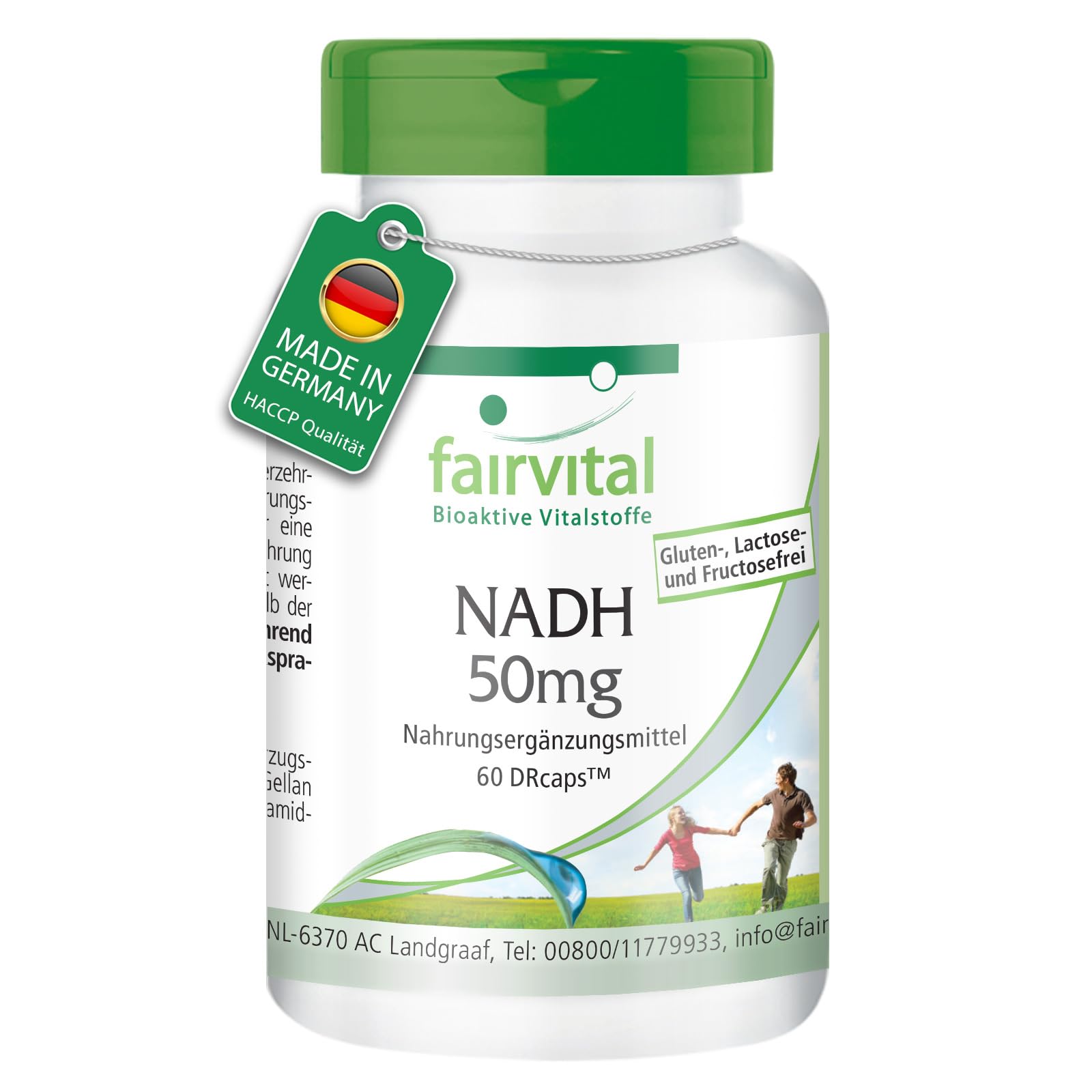 Fairvital | NADH 50mg - Vegan - HIGH Strength - 60 Capsules - Delayed Release Due to DRCaps
