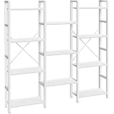 Huuger 4 Tier Bookshelf, 55'' Tall Bookcase with 11 Open Shelves, White | DIY Height Adjustable Bookshelf, Splits into 2 Freestanding Bookcases, Modern Shelf for Office, Living Room &amp; Kitchen