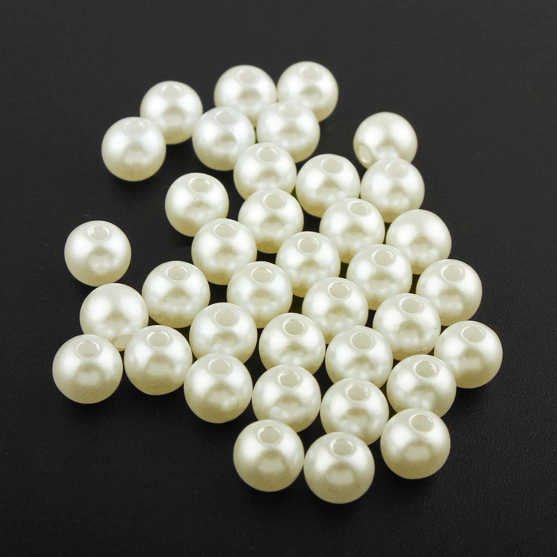 Perlin Wax Beads Cream Cream, 3/6/8 mm, Plastic Acrylic Beads Table Decoration Wedding Round Wire Stars Scatter Decoration Mother of Pearl Stars Craft Wax Beads (6 mm, Pack of 200)