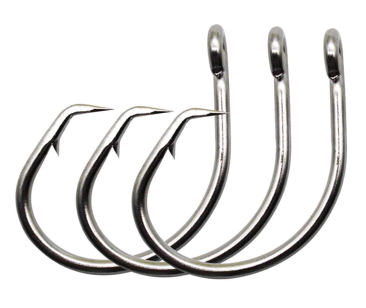 Tuna Circle Fishing Hooks - 2X Extra Strong Stainless Steel Big Game Saltwater Fishing Hooks for Tuna (8/0-30pcs)
