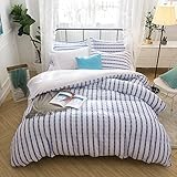 Merryfeel Seersucker 100% Cotton Yarn Dyed Duvet Cover Set - King Navy