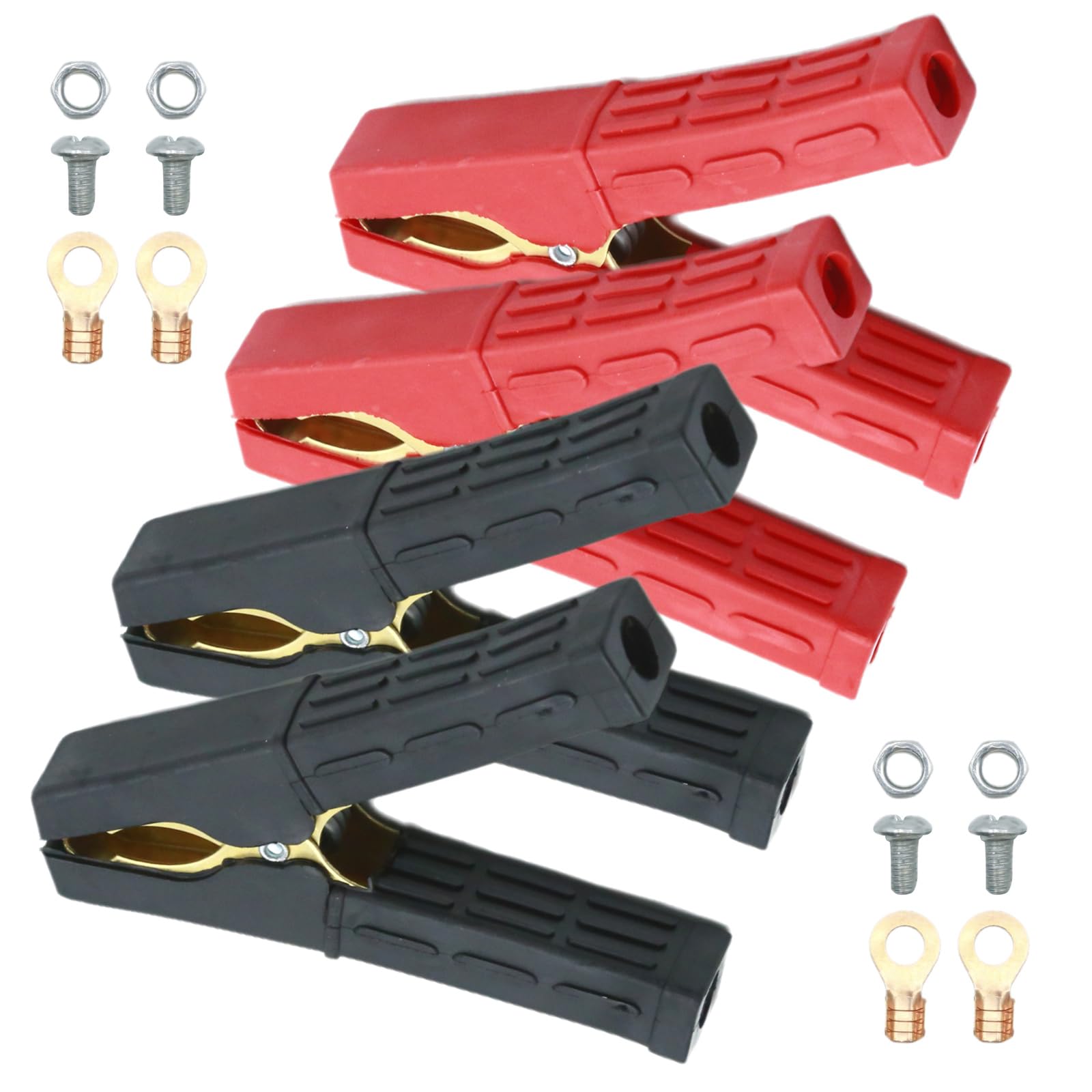 Photo 1 of EATAKWARD 4Pcs Power Jumper Cable Heavy Duty Car Battery Clamps, 100-500A Portable Battery Charging Clip, 12V Alligator Jumper Cable End for Car and Truck Batteries