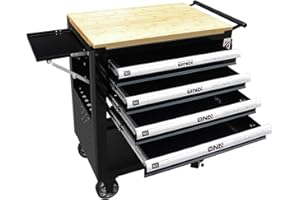 DNA MOTORING 30" W X 37" H X 18" D Large Capacity 4-Drawer Chest Rolling Tool Cart Locking Swivel Cabinet (TOOLS-00003) with Keys, Black