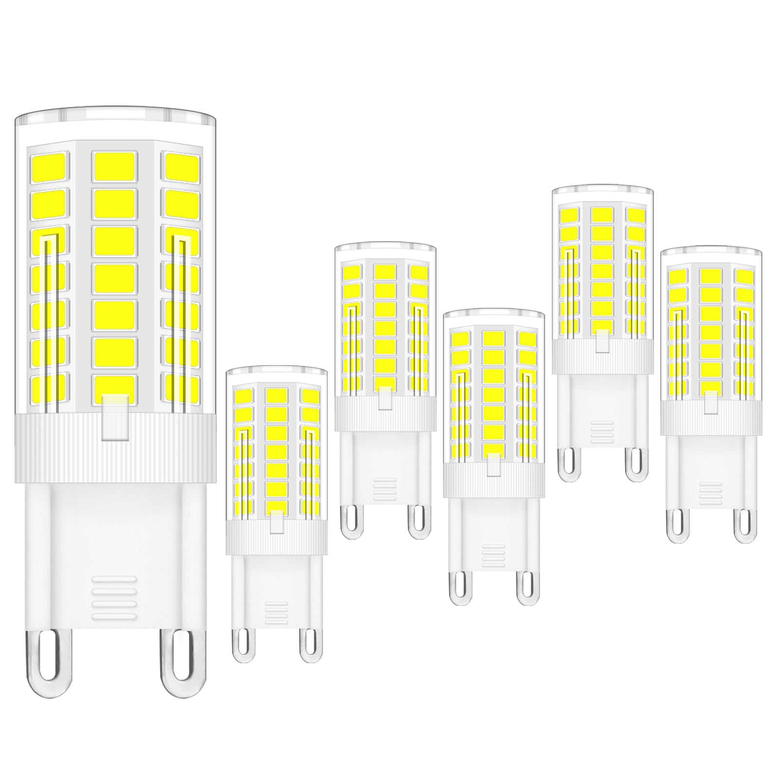 TZHILAN G9 LED Light Bulbs Cool White 4W, 6000K, No Flicker, Equivalent 40W Daylight G9 Halogen Bulbs, Dimmable, for Lighting Decor, Chandelier, 6-Pack [Energy Class D]