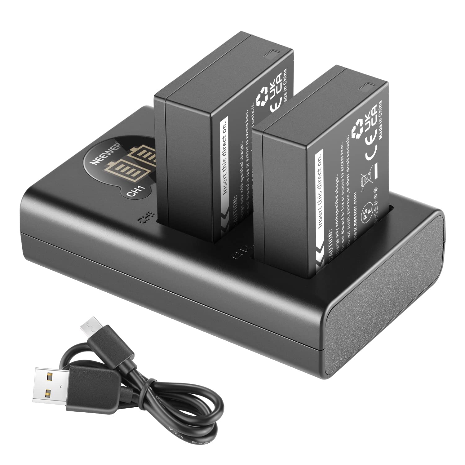Neewer Battery Charger Set Replacement for NP-W126 Compatible with Fujifilm X-T3 X-T2 X-T1 X-A5 X-E3 X-E2 X-E1 X100F X-H1 X-M1 X-Pro2 X-T20 and 2-Pack 1500mAh Battery/Dual USB and Type-C Input