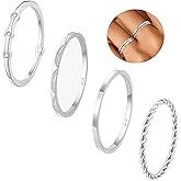 WEDDINEN S925 Sterling Silver Rings for Women,Dainty Stackable Silver Thumb rings for Women Non Tarnish,Silver Band Waterproof Rings Anillos Para Mujer Womens Rings size 6