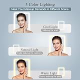 FUNTOUCH Rechargeable Travel Makeup Mirror with Lights, 3 Color Dimming view 3