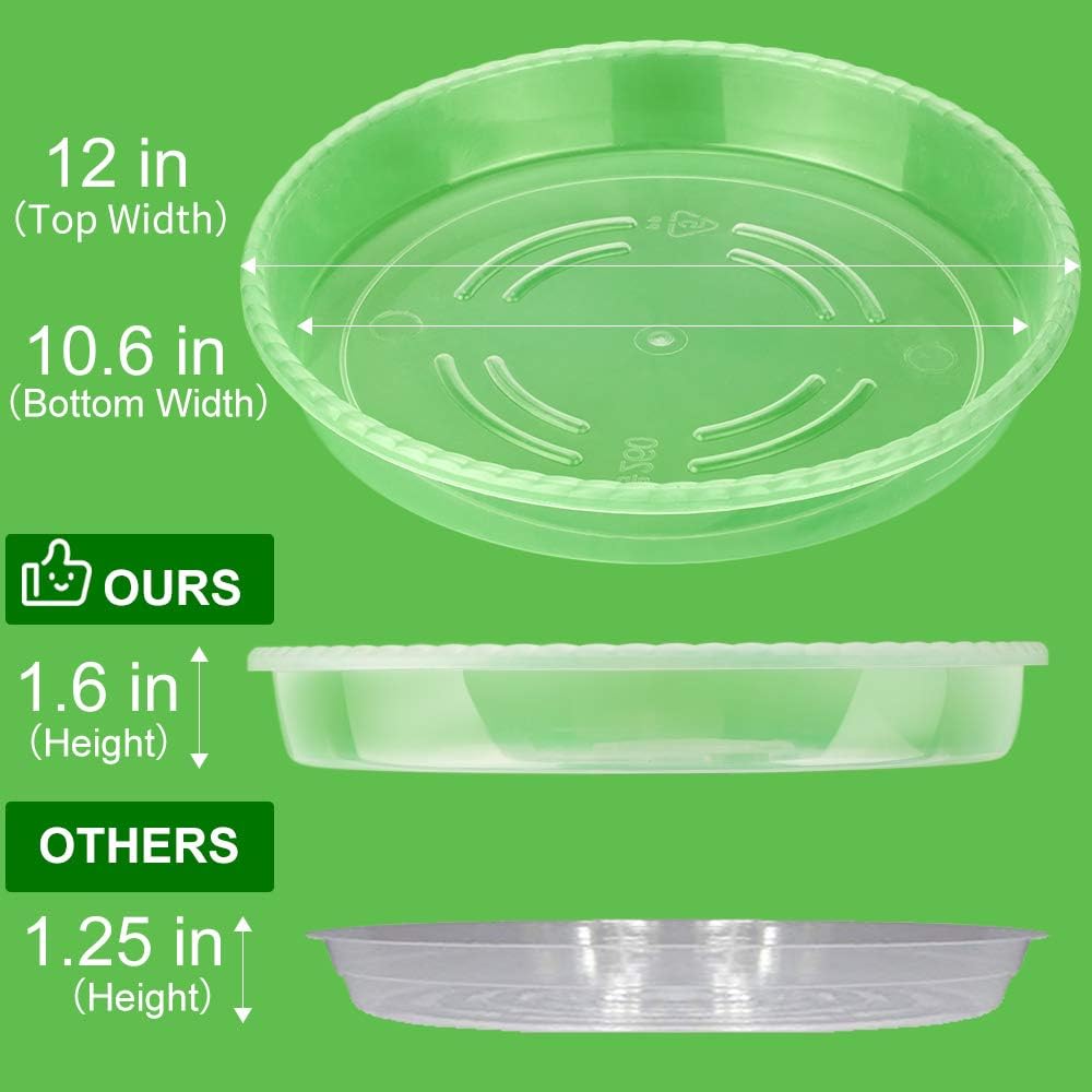 MUDEELA 6 Pack of 12 inch Plant Saucer, Durable Plastic Plant Trays for Indoors, Clear Plastic Flower Plant Pot Saucer, Made of Thicker, Stronger Plastic, with Taller Design : Garden & Outdoor