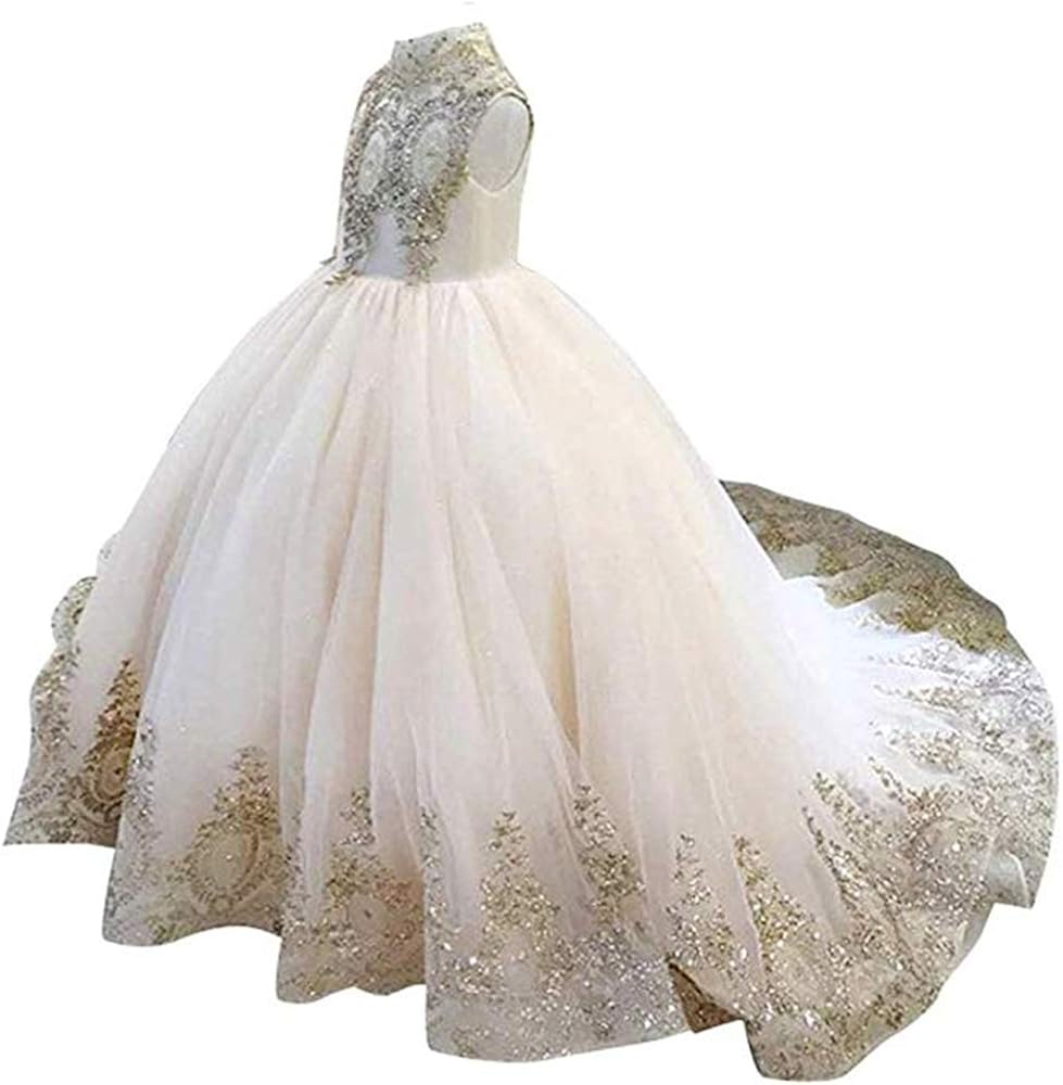 high neck flower girl dress
