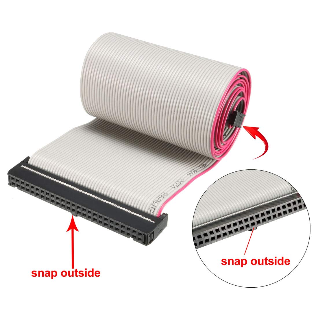 sourcing map IDC Gray Wire Flat Ribbon Cable 50 Pins 128cm Length 2.54mm Pitch 2pcs Type-C - Image 4