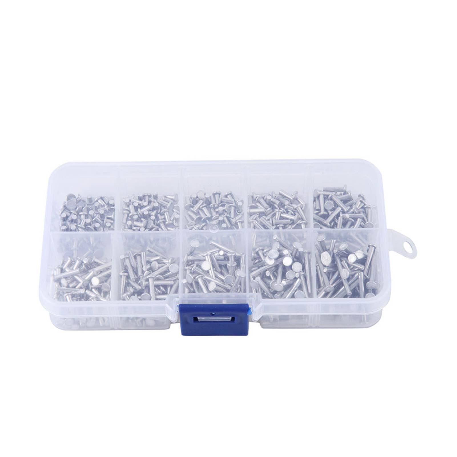 Fafeicy 500 M2 Flat Head Aluminium Rivets, Boxed Flat Head Solid 3mm to 18mm Length Suitable for Mechanical Maintenance Tools