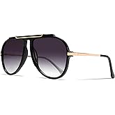 GUVIVI Oversized Aviator Sunglasses for Women Men 2026 70s Retro Gold Metal Sun Glasses Tangle Free Square Aviators