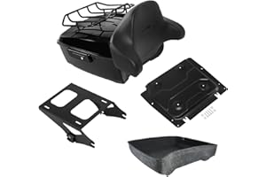 PEGSTREAMLINER Vivid Black King Luggage Pack Trunk Backrest Mount Rack Plate Fit for 2014-2025 Harley Touring Road King Street Electra Glide and Select CVO Models