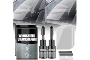 CECURPO Car Windshield Crack Repair Kit, 2024 Upgraded Windshield Repair Kit Cracks Gone Glass Kit, Multifunctional Automotive Windscreen Tool Glass Repair Kit Windshield for Car Truck Bus (Black*2)