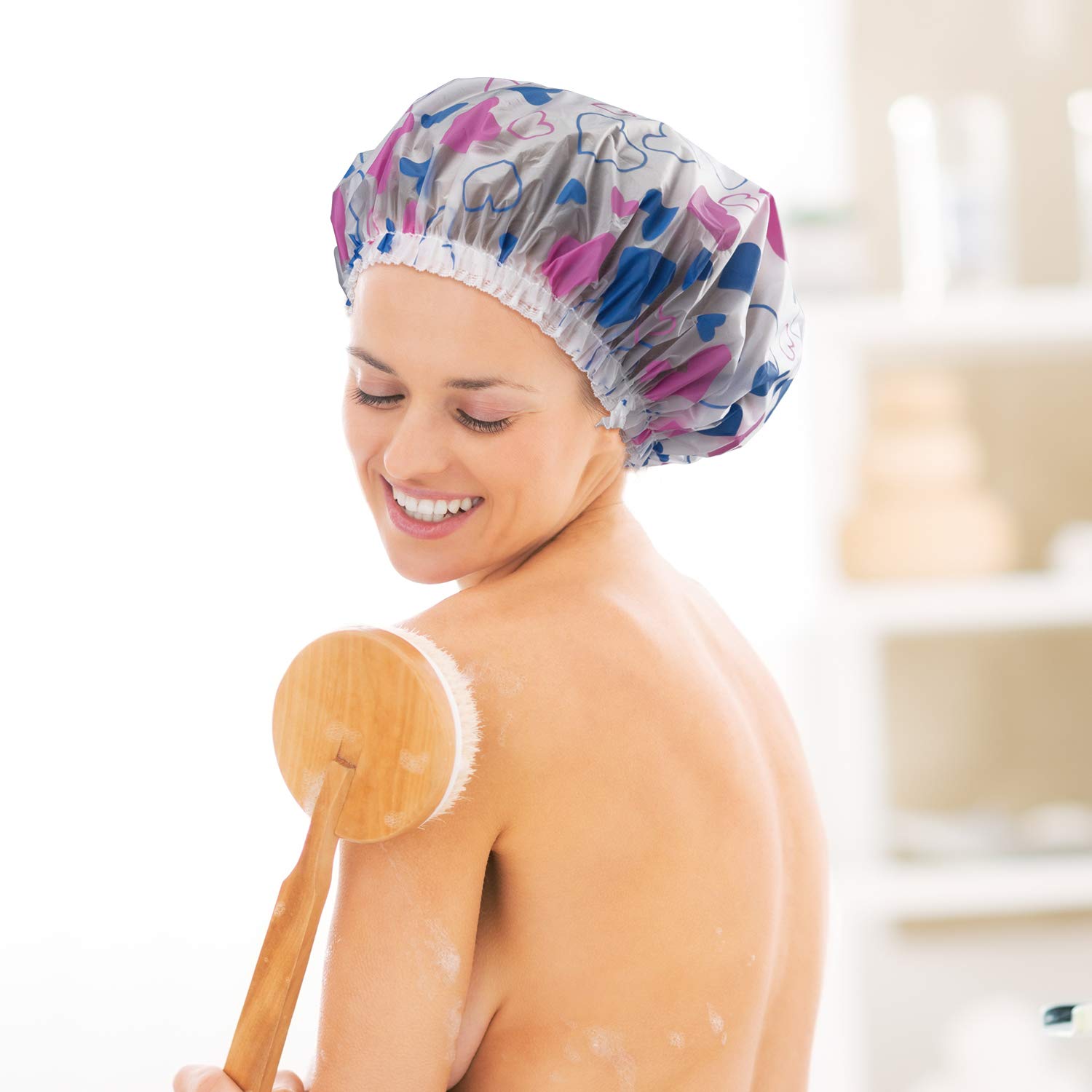 EAONE Reusable Shower Cap for Women 10 Pieces, Plastic Waterproof Bathing Caps Showering Caps for Mother’S Day, Spa, Home Use, Travel, Salon : Beauty