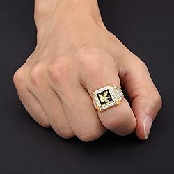DOHAOOE Men's 14K Gold Eagle Band Ring Cubic