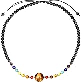 Jewever 7 Chakra Crystal Necklaces Healing Gem Stone Pendant Choker Necklace for Women Tiger Eye with Lava Rock Essential Oils Diffuser Energy Crystals Adjustable Strand