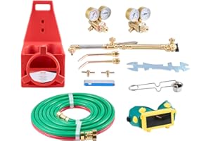 VEVOR Oxygen Acetylene Torch Kit, Gas Welding Cutting Torch Kit, 14PCS Portable Oxy Acetylene Brazing Set with 177'' Twin-Hos