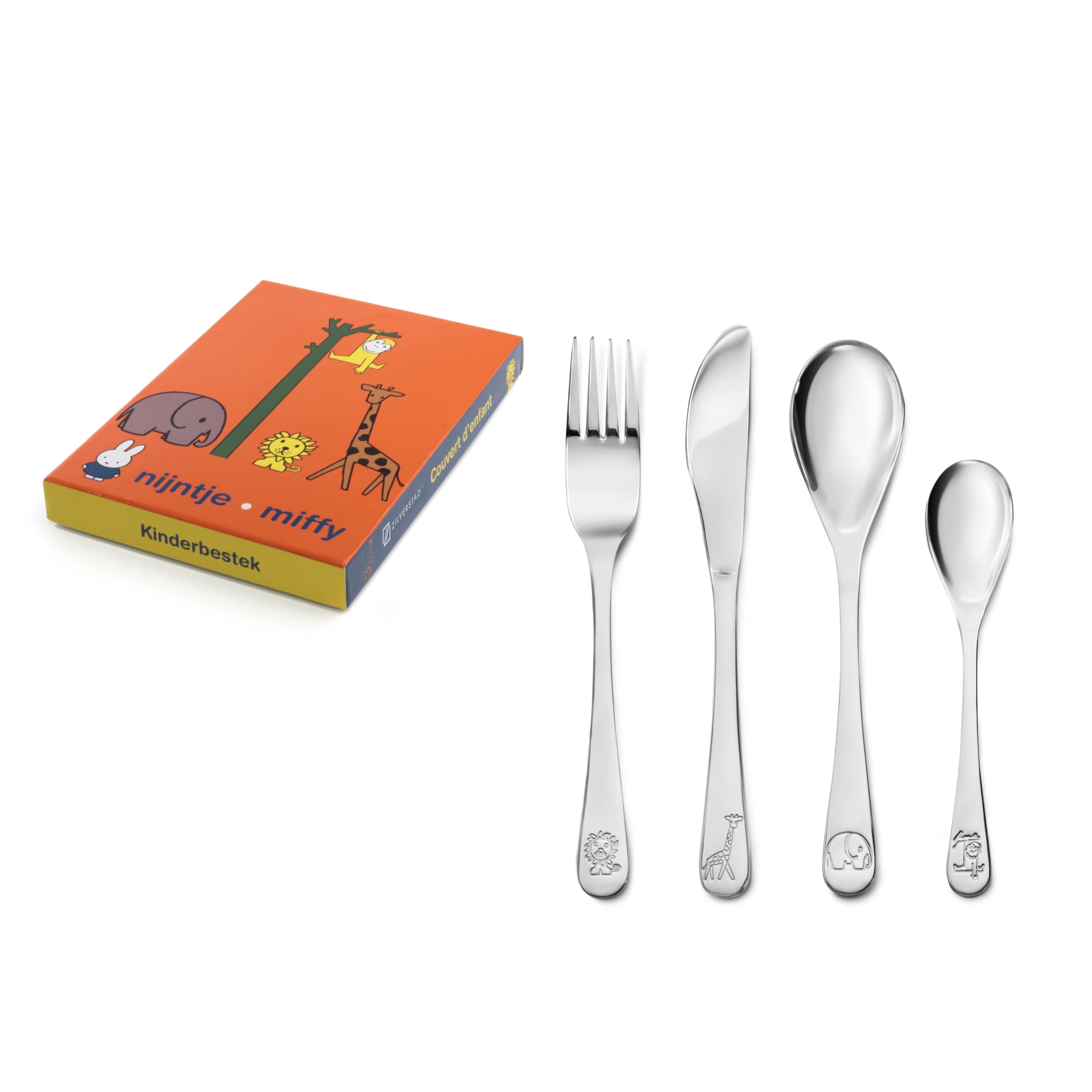 Zilverstad Miffy Zoo Children's Cutlery, Silver, 4-Piece