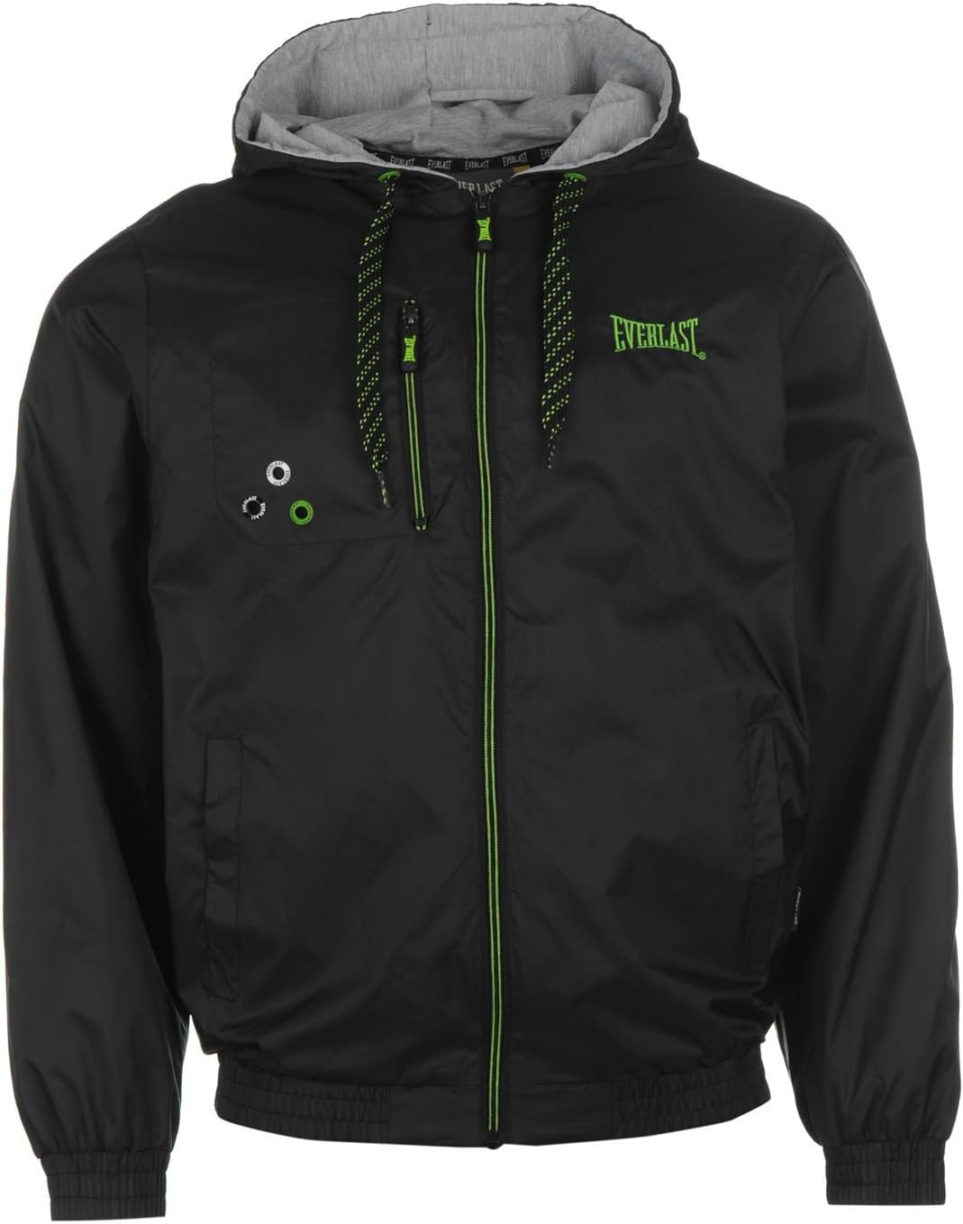 Everlast Mens Geo Rain Jacket Top Coat Breathable Lightweight Mesh Long Sleeve Black M