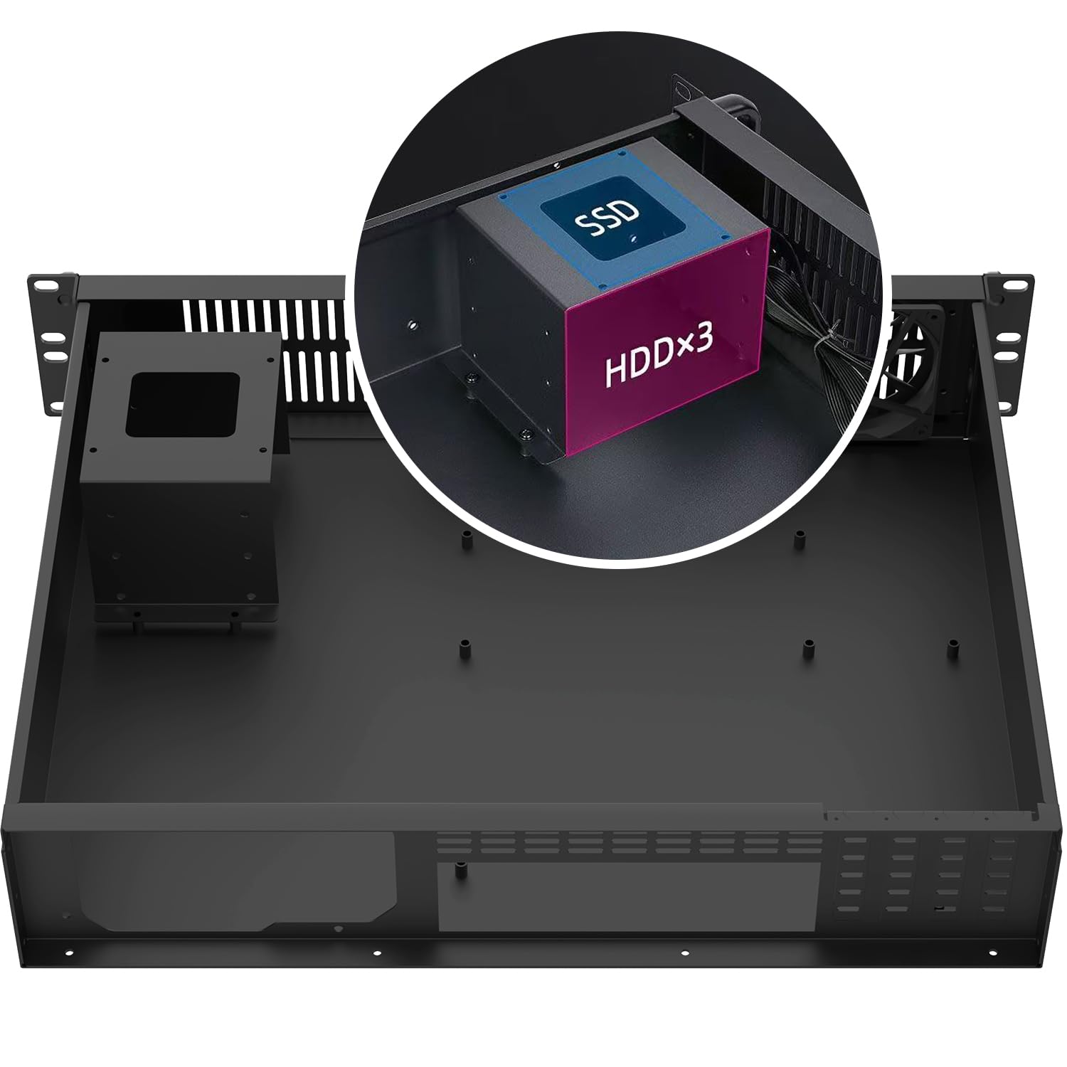 2U Micro ATX Compact Rackmount 3 x 3.5-inch HDD and 1 x 2.5-inch SSD, Chassis Support ATX PS2 PSU, USB