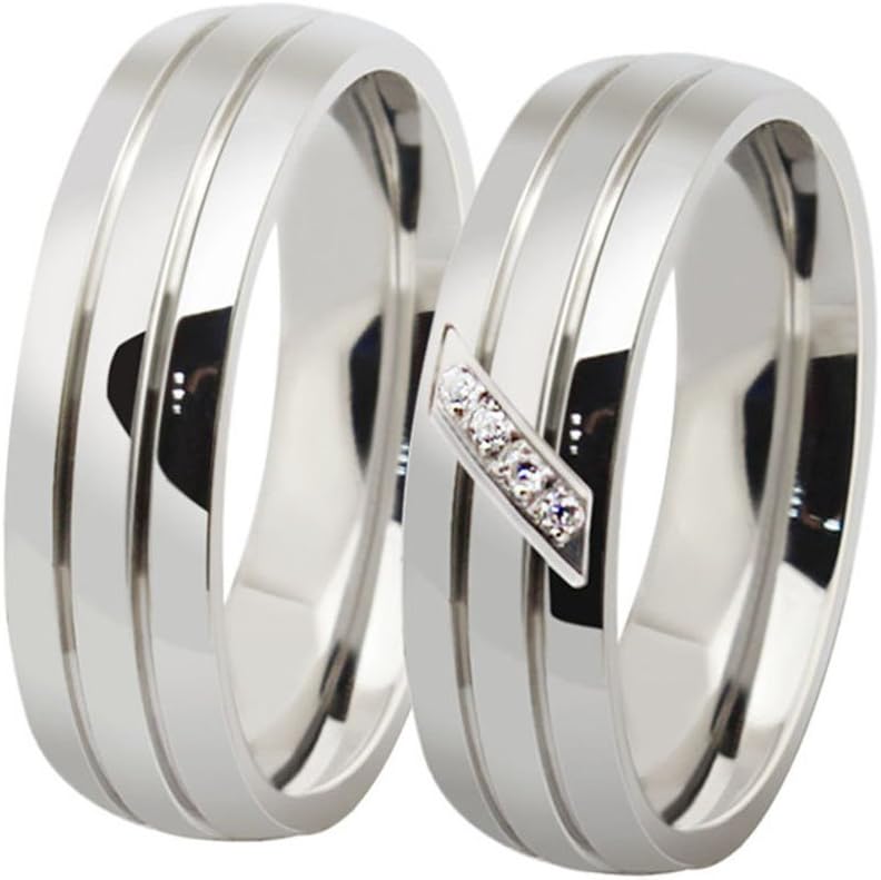 ALBEST Jewelry Men's Women's Titanium Steel Promise Wedding Rings for Couples, Silver