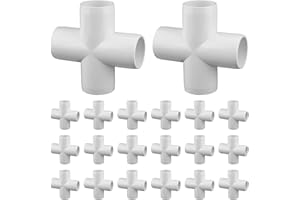 WTXHHY 20-Pack 1/2" Cross PVC Fittings, Furniture Grade Pipe Fittings 4 Way for SCH40 PVC Pipe, UV Resistant, Pipe Connectors for All DIY Structure and Frames
