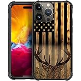 DJSOK Compatible with iPhone 15 Plus Case,Design Pattern Back Bumper Anti Scratch Reinforced Corners Soft TPU Caver,Cases for Men Women-Wood Grain American Flag Buck Hunter Deer