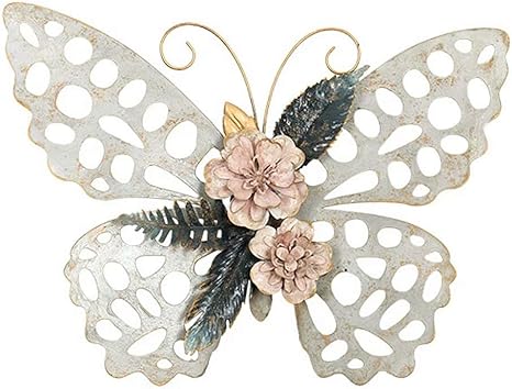 Amazon Co Jp ウォールデコ アイアン壁飾り アイアン 壁面飾り アンティーク ヨーロッパ リーフ 花 蝶 オリジナル 気品 モダン スタイリッシュ エレガント 手作り アイボリー お洒落 立体 ウォール アート 防錆 オブジェ アクセント 装飾 インテリア リビング 店舗 玄関