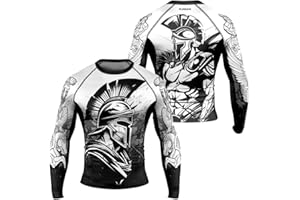 AUREIKA Spartan Men’s Long Sleeve Combat Rash Guard – Lightweight Compression Shirt for Jiu Jitsu MMA Grappling Athletes