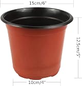 Augshy 6 Inch Plastic Plant Nursery Pots 130 Pack Terracotta Black Interior view 2