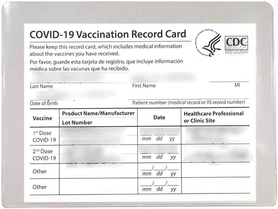 Larger 5 Vaccination 8 mil Protectors Holder Record Card Immunization 