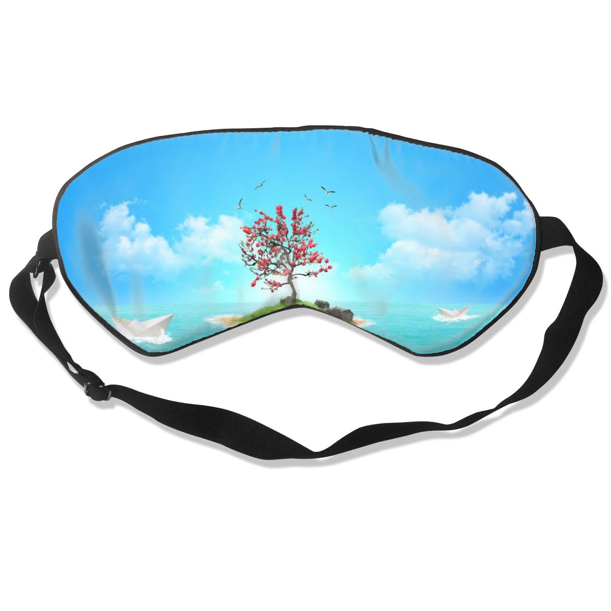 100% Silk Sleep Eye Mask, Islands Sea Shark Night Sleep Mask, Meditation With Adjustable Straps, Blocks Light, Suitable For Sleeping Travel Work Naps