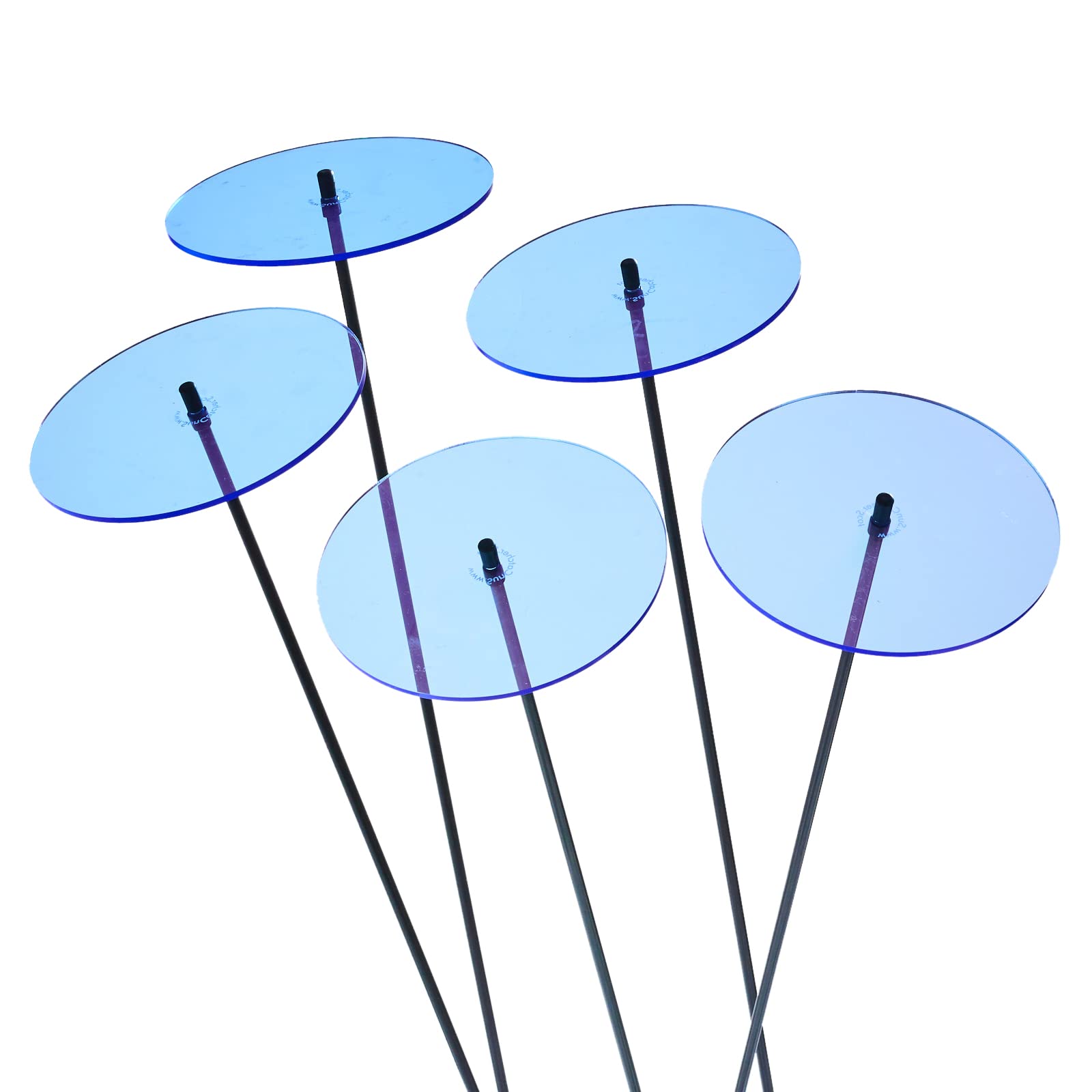 Sun Catcher Garden Decor Sun Discs Set of 5 Large Glowing Ornamental Garden Stakes 75cm, 29.5 inch high Outdoor Yard Gift for Gardeners, Colour:Blue