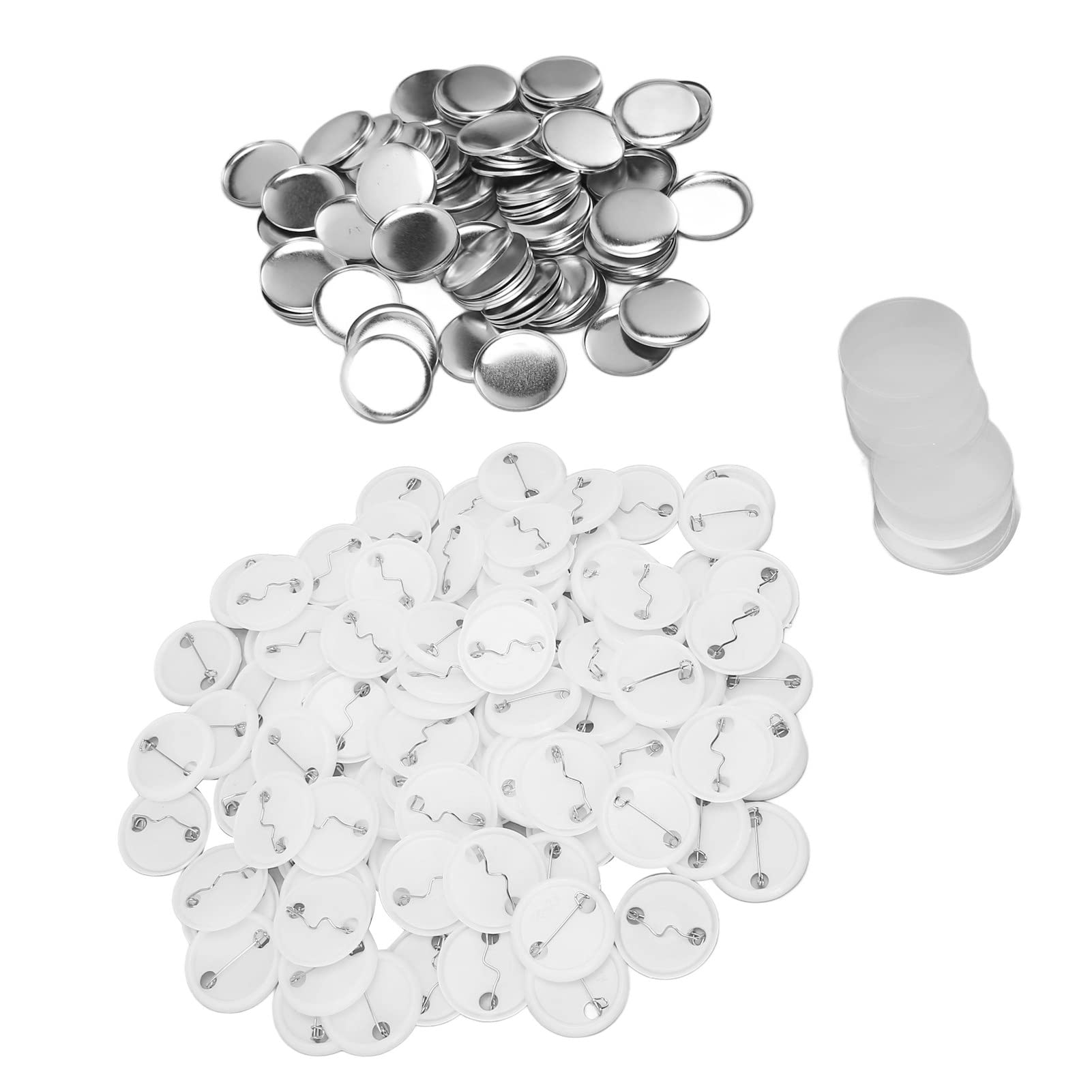 Blank Button Badge Parts Set, 100 Sets DIY Pin Back Button Parts for Clothes (25MM)