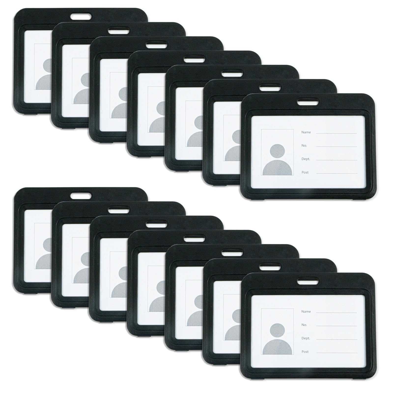 Photo 1 of 15 Pcs Horizontal Badge Holder, Black Sliding ID Badge Holder Double-Sided Transparent Name Badge Holders ID Card Holder for Nurses Office School Credit Cards (Black)