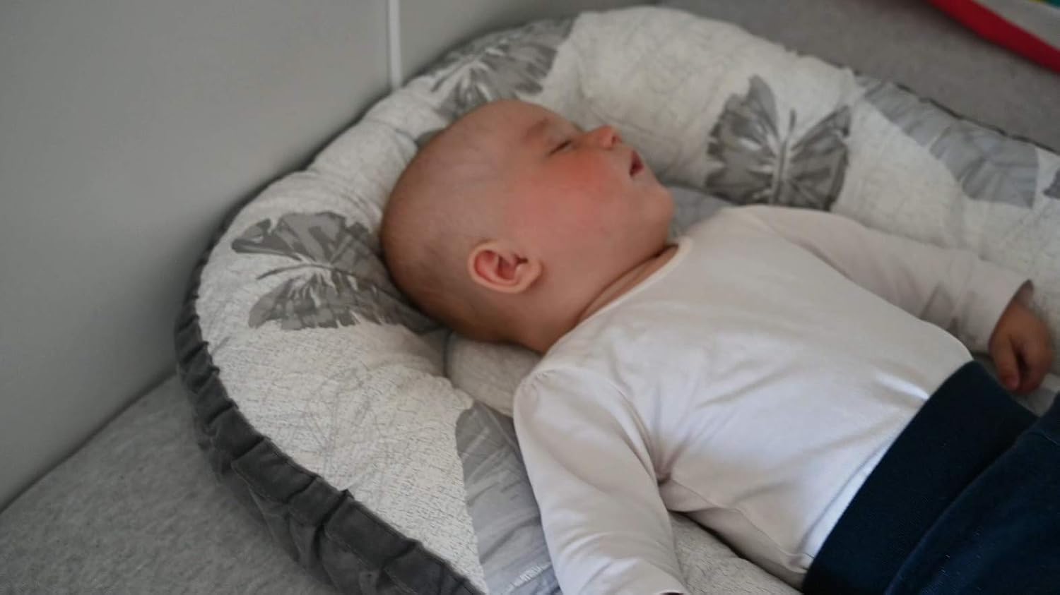 Portable Crib Baby Portable Lounger Infant Bassinet Reversible Baby Nest Bed for Bedroom/Travel (Gray Leaf): Baby