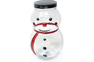 1 Stop & Go – Snowman Glass Jar with Lid – 11.4” Tall, 4.3” Wide – Holiday Candy Storage Container, Decorative Christmas Cook