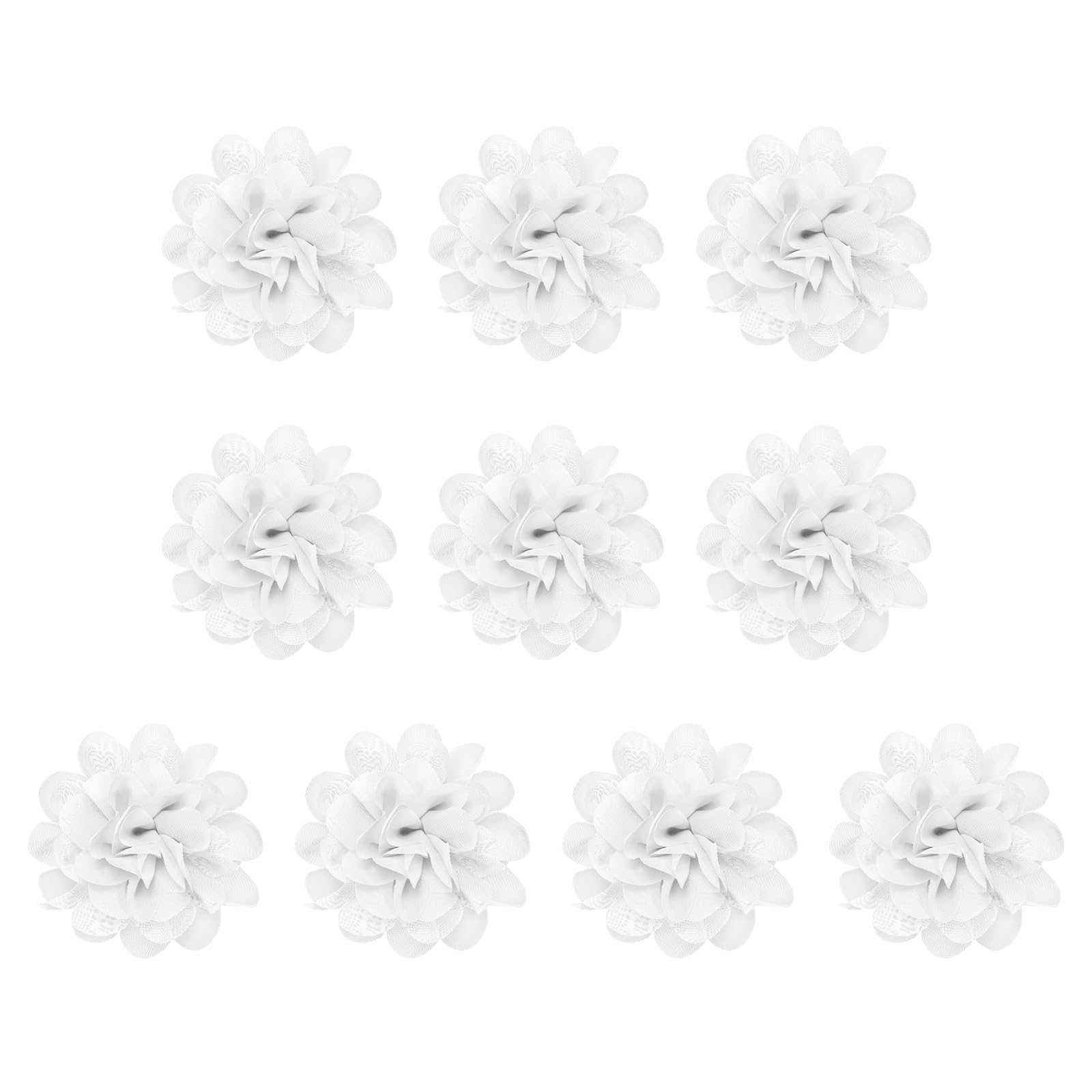 PATIKIL 3.9" Chiffon Flowers, 10 Pcs Mesh Fabric Flowers Sewing Fabric Appliques Headband Embellishments for DIY Craft Wedding Decor, White