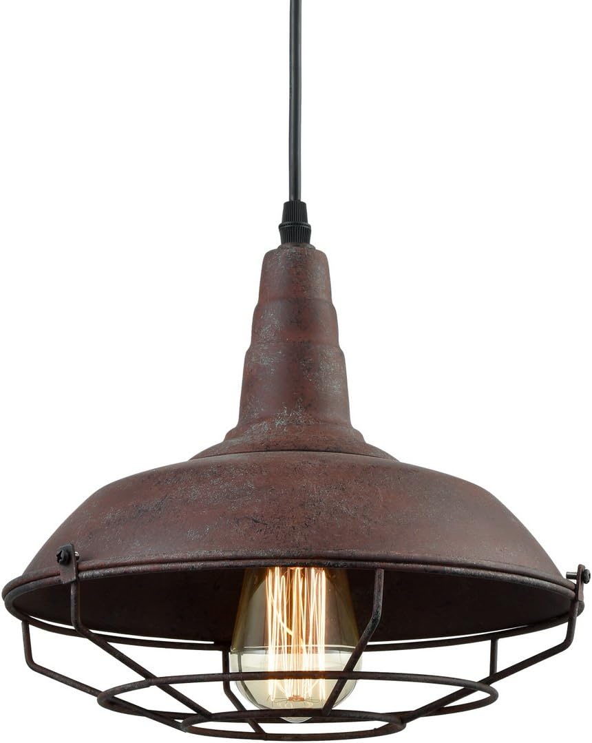 Dazhuan Industrial Nautical Barn Metal Wire Caged Pendant Light Fixture Ceiling Pendant Lamp Iron Cage Shade In Rust Finish Amazon Com