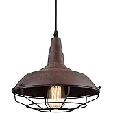 DAYCENT Barn Style Pendant Light Farmhouse Caged Pendant Lighting Industrial Metal Wire Hanging Pendant Light Barn Pendant Li