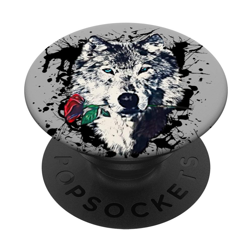 PopSockets Wolf Lover Rose Love Spirit Animal Mystic magic gothic dark PopSockets Swappable PopGrip