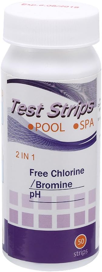 Cutogain 50pcs Pool Spa Test Strips Hot Tub Chlorine PH Alkalinity Spa Swimming Pool Testing