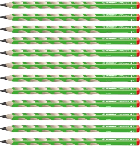Handwriting Pencil - STABILO EASYgraph - Right-Handed - Green - Pack of 12 - HB