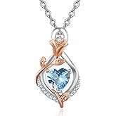 AENEAS Infinity Birthstone Necklace for Women Sterling Silver Infinity Teardrop Pendant Forever Love Jewelry Gift for Birthday Anniversary Christmas