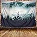 Heopapin Misty Forest with Mountains Tapestry Fog Fantasy Magical Trees Landscape Wall Hanging Mandala Bohemian Wall Tapestry 3D Vision Nature Tree Tapestry Wall Hanging