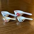 S.ROKE TTAN 4 Pieces Ceramic Measuring Spoons Set - Cute Flower Printed Measuring Spoons - Kitchen Measuring Ceramic Baking Spoons Cooking Measuring Spoons for Kitchen Baking Tool