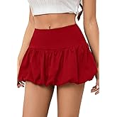 Women's Y2K Bubble Mini Skirt Low Waist Puff Skirt Summer Streetwear Skort with Short Underneath